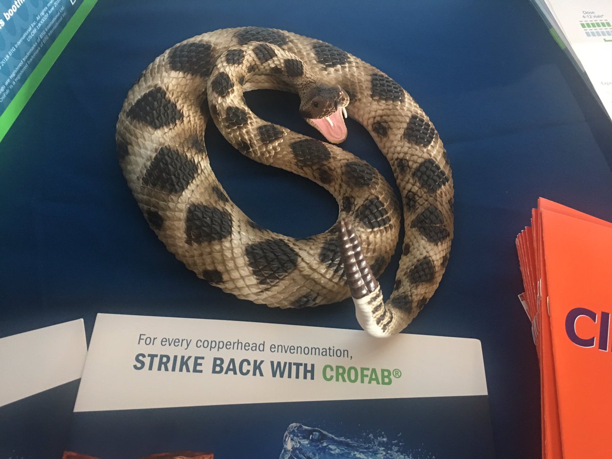 elliotthaut's tweet photo. Snakebite management with #CROFab. Booth at #TrendsInTrauma. 

Not a typical booth I usually see in Baltimore. https://t.co/FrdcKzgQCn