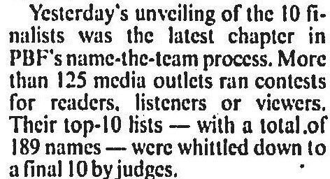10. I learned a few new things:As many suspected, based on the varied quality of proposed names in the larger list, the final top 10 was NOT the product of random selection, but was rather decided upon by judges.