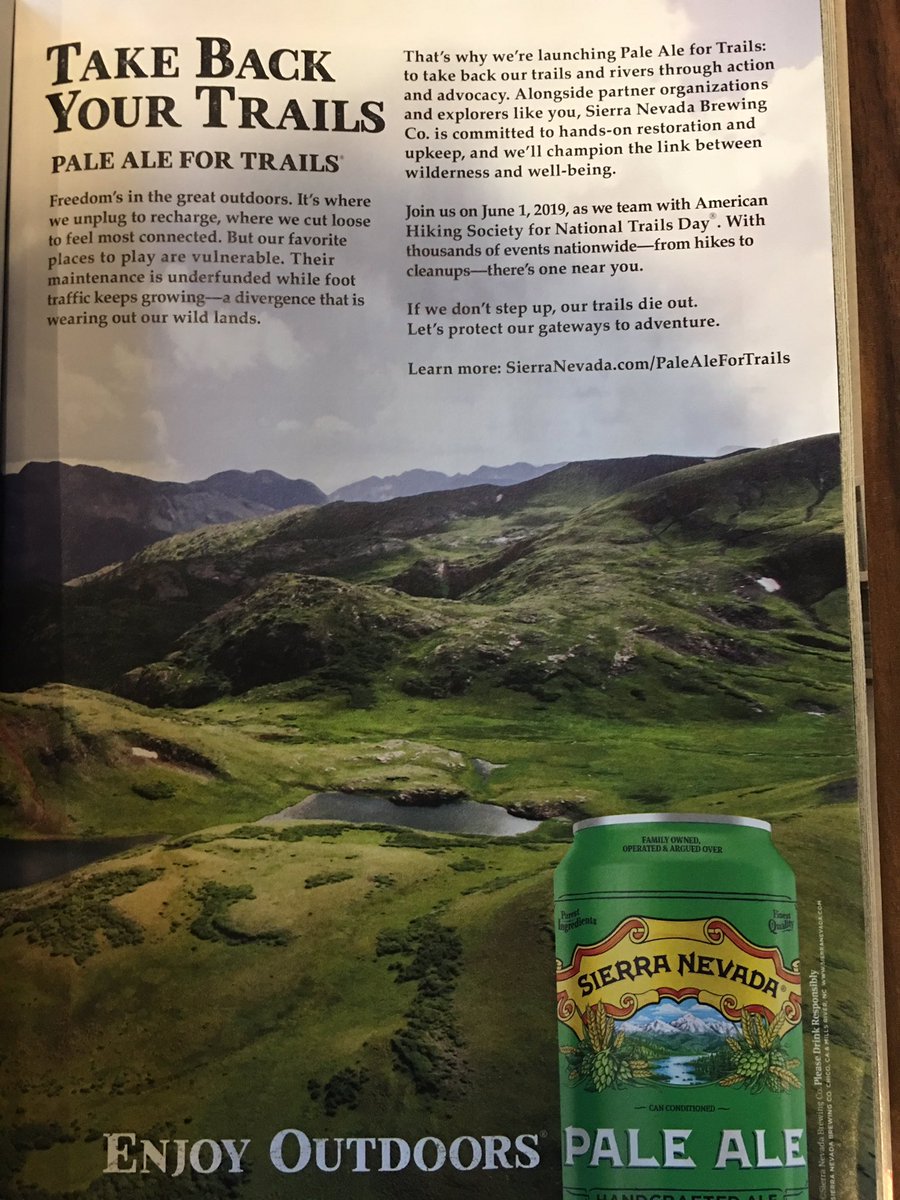 SaveOurTrails's tweet photo. Thanks for the support @SierraNevada. We are digging this ad! https://t.co/8iVyTDrg81