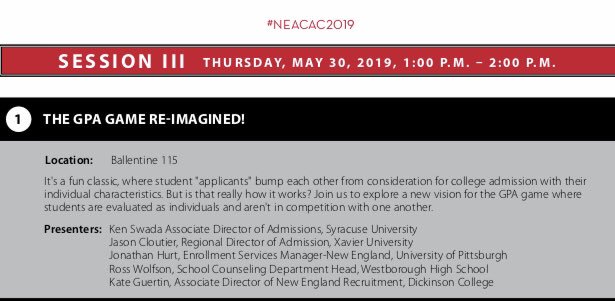 Join us for The GPA Game Re-Imagined at #neacac2019!