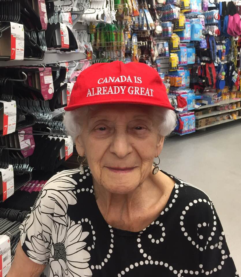My Grandma is the coolest! She turns 98 years young in a couple weeks! Go granny!!! Do you agree with my grandmas hat?  <a href="/realDonaldTrump/">Donald J. Trump</a> <a href="/DonaldJTrumpJr/">Donald Trump Jr.</a> #DonaldJTrump #potus