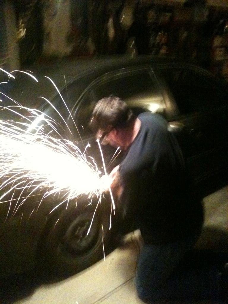NewsJohnny's tweet photo. One of my fondest memories and strangest duties as an editor at The @pressenterprise, grinding off some bent bodywork from a reporter's car so he could keep driving it after his accident. @johnasbury https://t.co/FXOlJDxIOE