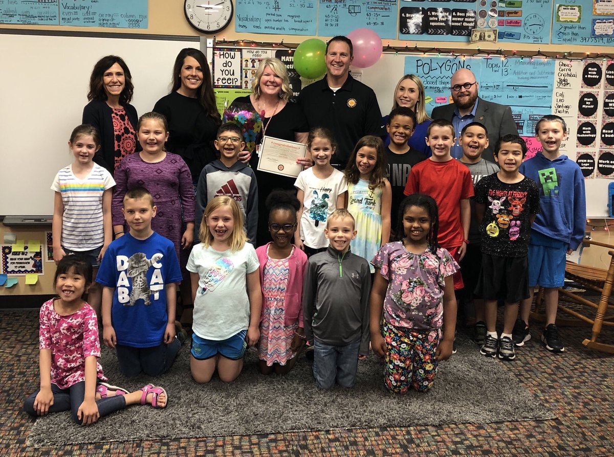 Today we surprised Mrs. Jamie Pickett <a href="/PathfinderElem/">PathfinderElementary</a> with the news that she was selected as a <a href="/PlatteCountyR3/">PlatteCountyPirates</a> Model Classroom Teacher for Math Workshop!  Congrats!! #PCR3Proud #pcr3pd