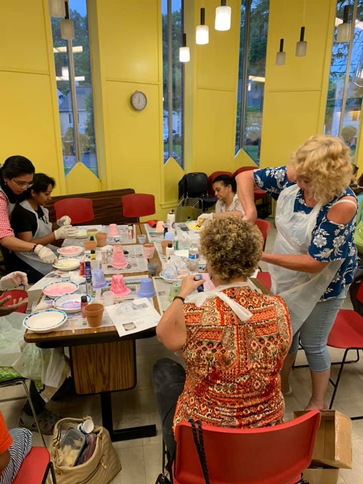 WoodbridgePLNJ's tweet photo. Participants learned how to make their own marbled clay pots @ our Henry Inman branch. #adultcraftnight #marbelizing #claypots #diy #inmanlibrary #colonia #WPLNJ https://t.co/nx6PMUud5y