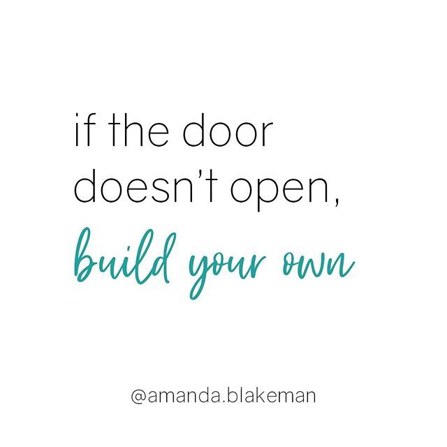 I know that if the door doesn’t open, it’s not my door.✌🏼 But it’s also so dang empowering knowing that I can build my own. 🛠🚪And so can you.⁣⁣
⠀⠀⁣⁣
We’re living in this amazing time where you have the ability to forge your own path and I’m allll… bit.ly/2Quxp5V