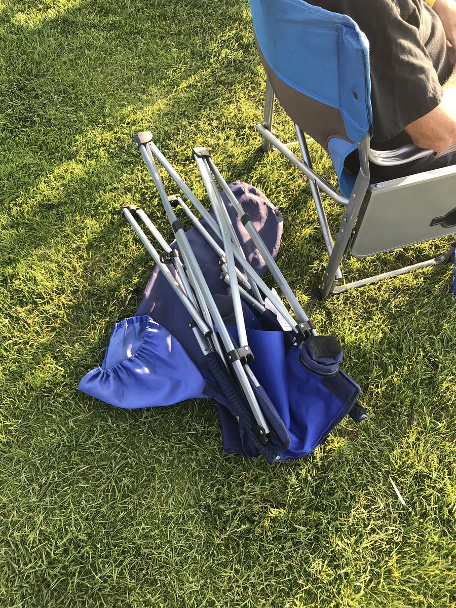 Wymerican's tweet image. Another soul on the sky high carcass pile of lawn chairs I’ve snapped in my life #bigmanproblems