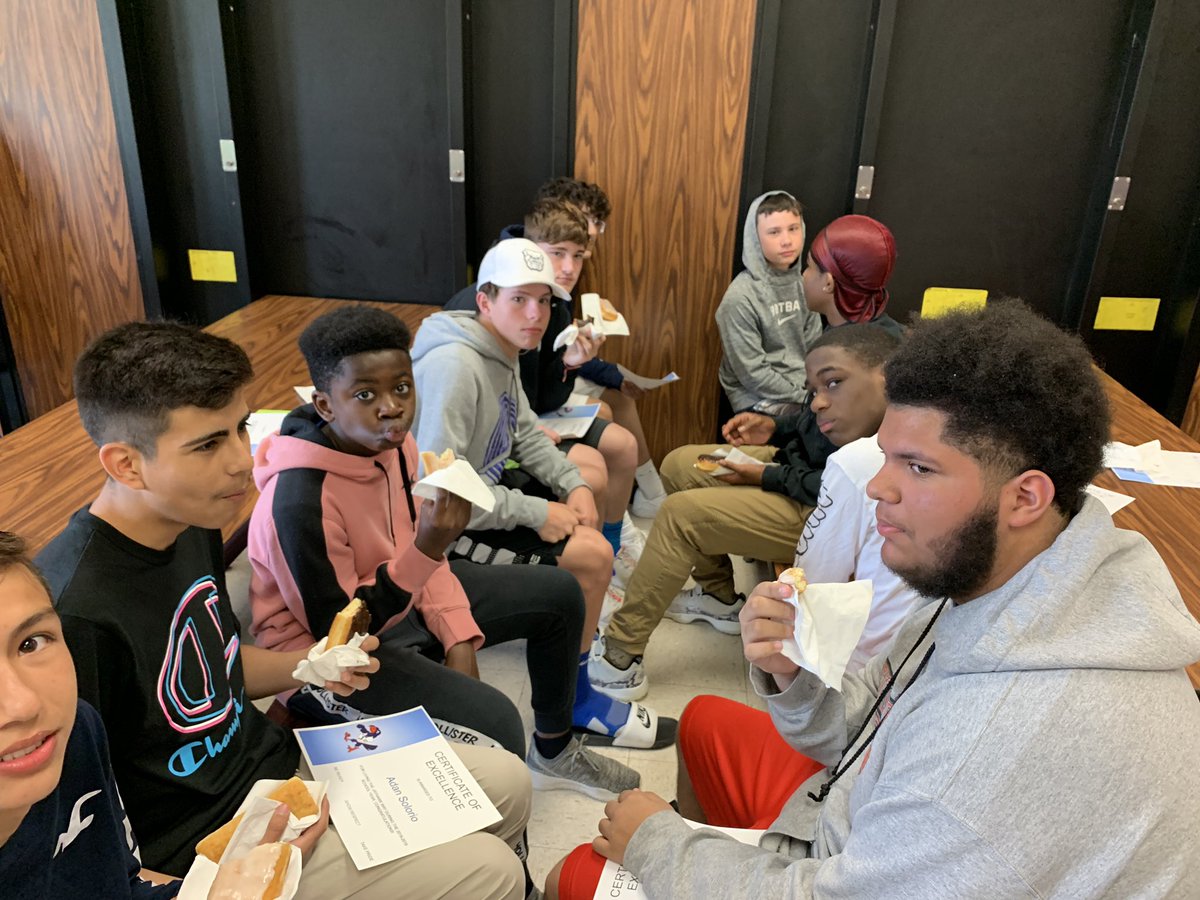 Congratulations to all the 8th grade students who earned a donut this morning for always following the Jayhawk Way and not having a referral all year! #jsjayhawkway