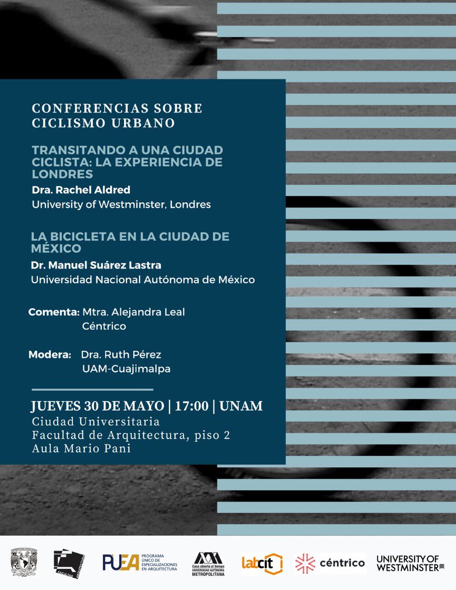 AMACiudad's tweet photo. Mañana conferencia sobre Ciclismo Urbano en la @faunam_mx UNAM #espaciopublico https://t.co/sxTpKPjdkv