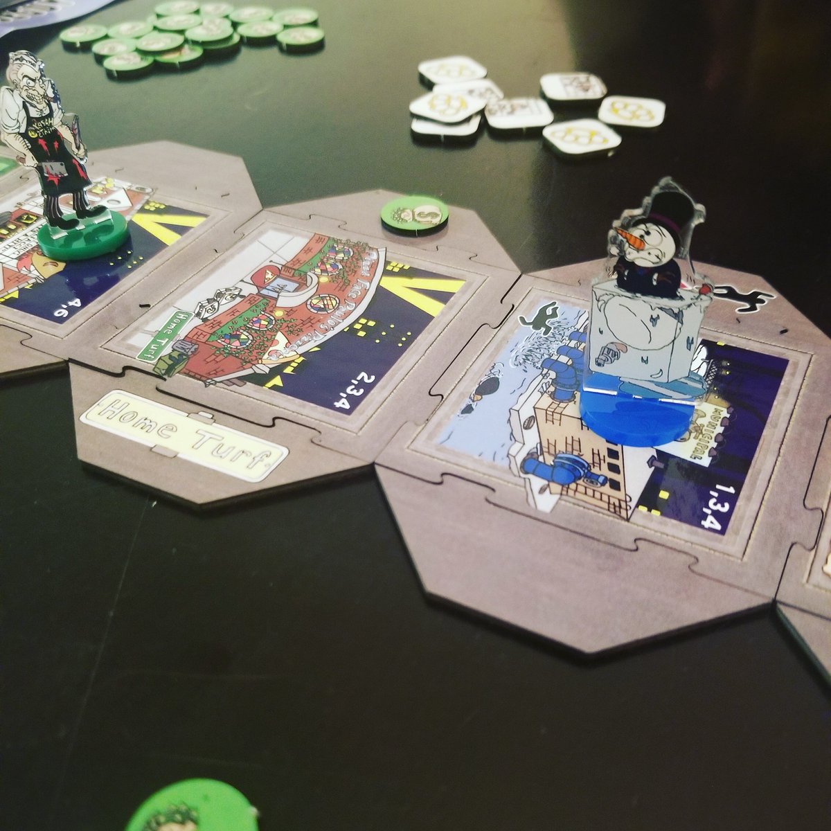 PlayDaring's tweet image. "Chilling" on a stormy summer night playing some Gangsterville. What's your go to summer game? #tabletop #boardgame