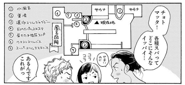 お湯はというと、この種類豊富なエステ(?)風呂ですよ……わたしは水路ダンジョンみたいなこの作りが好きすぎて1人で入りに行った時も1人静かに高まっていました。シャワーヘッド、光るしね……‼️