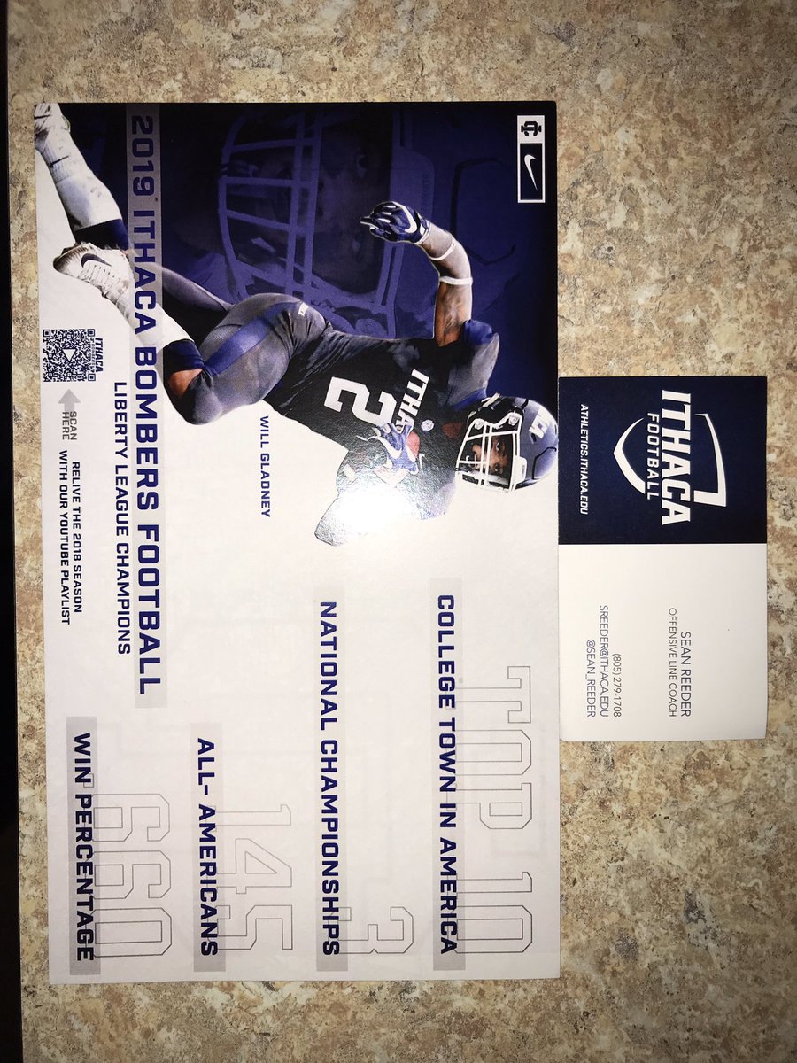 DomSagg's tweet image. Thank you @Sean_Reeder for visiting me today and talking about Ithaca College and The Bombers.@IthacaBomberFB