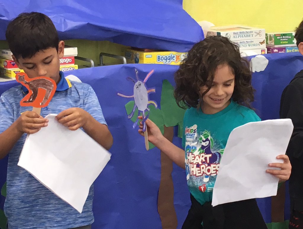 1T readers acting out the folktale, How Grandmother Spider Stole the Sun! <a href="/MrsTsagalis/">Mrs. Tsagalis</a> #CherokeeInspires #FindingJoy67