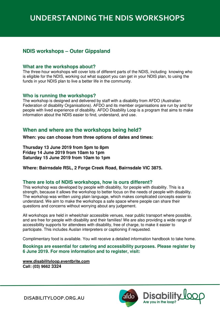 Understanding the NDIS - workshops coming to Bairnsdale this June. Find out more: bit.ly/2QCX0cY