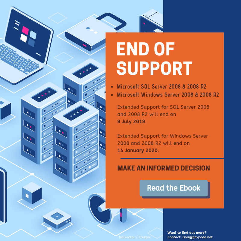 Expede_software's tweet photo. In under 6 weeks Microsoft will end support for Server 2008 - is your workplace prepared?  https://t.co/fk8yyeyNGC #endofsupport #microsoft #mircosoftserver https://t.co/VfH5xeZj9V