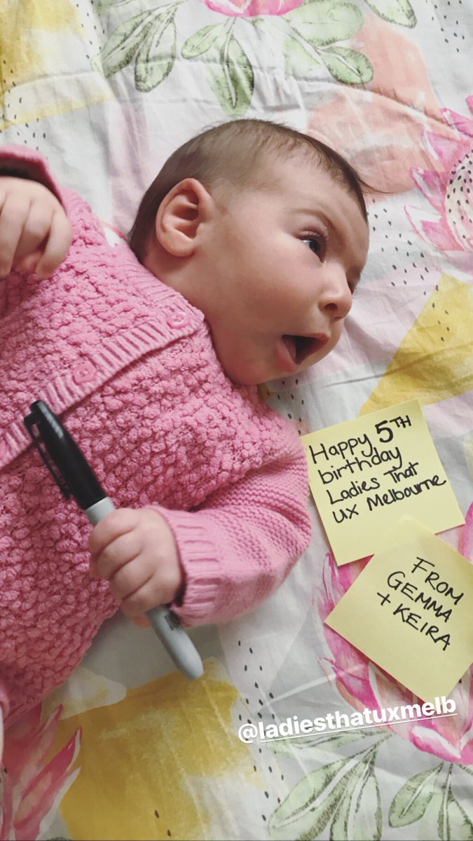 Happy 5th birthday <a href="/LadiesThatUXMEL/">LadiesThatUX / Melb</a> community and organising team. Sorry Keira and I can’t make it along to celebrate with you all this evening. We hope to attend a #ltuxmelb event soon. 🎂🥳