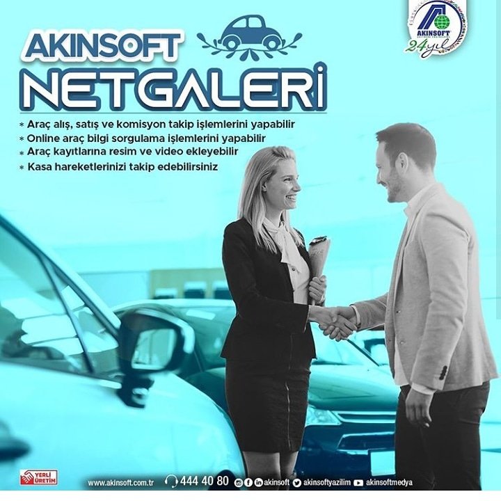 Oto Galeriler ve Oto Alım - Satımı Yapan İşletmeler için AKINSOFT NetGaleri!
Detaylı bilgi. 0422 323 91 99-0545 728 24 44 
#netgaleri #otogaleri #otomotiv #galeri #otomobil #araç #alım#satım #müşteri #kayıt #takip #rapor #yönetim #yerli #yazılım#software #yerliüretim #akinsoft