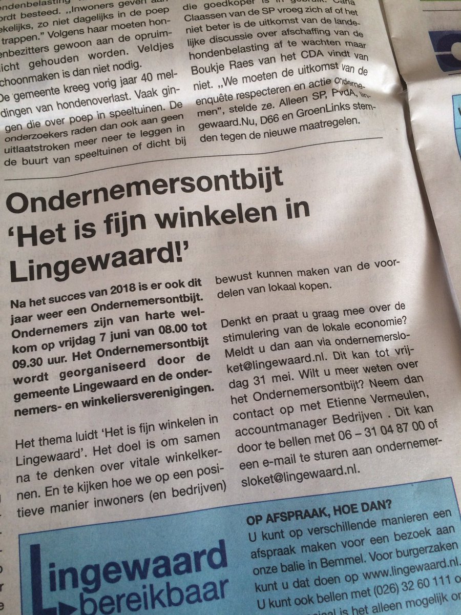 Stimulering van de lokale economie: ‘wees loyaal, koop lokaal’. Welke acties kunnen we samen bedenken? Kom naar het ondernemersontbijt <a href="/LingewaardGem/">Gemeente Lingewaard</a> op 7 juni as en denk met ons mee! <a href="/veron_nu/">Veron.nu</a> <a href="/BeleefBemmel/">Beleef Bemmel</a>