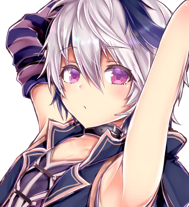 あるえさんのv flowerさん!両手を頭の後ろで組んで、ちらりとこちらを見ている…とてもクールで素敵です(`・ω・')b【https://t.co/yOJc51xyff】 #piapro #v_flower 