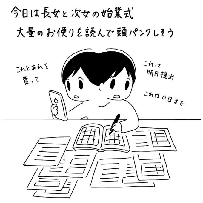始業式は書類さばくのにいっぱいいっぱいになる。 