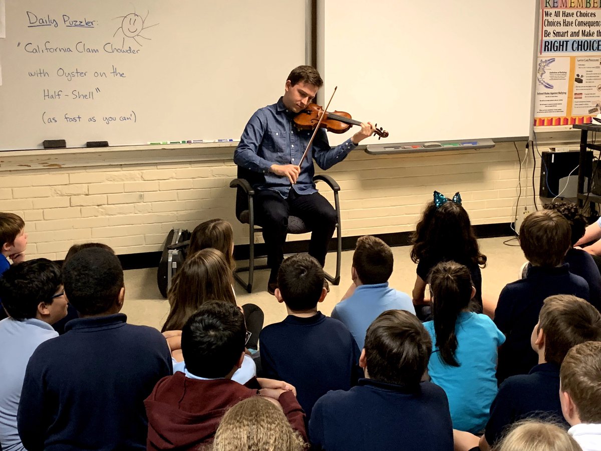 OBCSPTT's tweet photo. Musical end-of-the-year treat today courtesy of Arts Renaissance Kids! 🎶✨ @cim_edu 's James Thompson performed for OBCS 2nd and 4th graders and taught them a few things about the violin. 😊🎻@KaiserCherie @ConstellationOH @ArtsRenTremont https://t.co/qNHsLEm9Uq