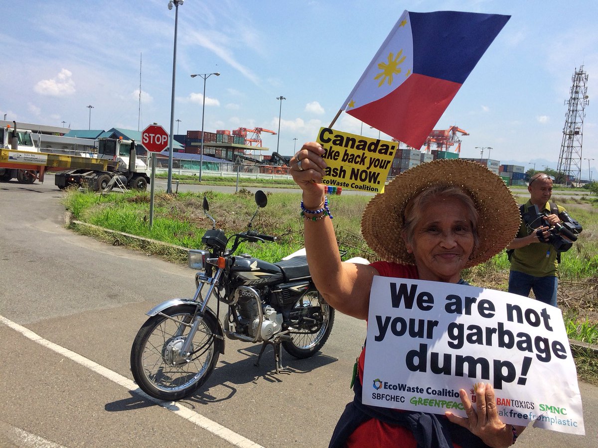 woodleworm's tweet photo. Philippines bids goodbye to the Canadian waste six years after it was discovered in the Philippine ports. Environmental groups are calling on the Philippine government to ban all waste imports in the country and ratify the Basel Ban Amendment. #BreakFreefromPlastic #shipitback https://t.co/7I0PxwDOBG