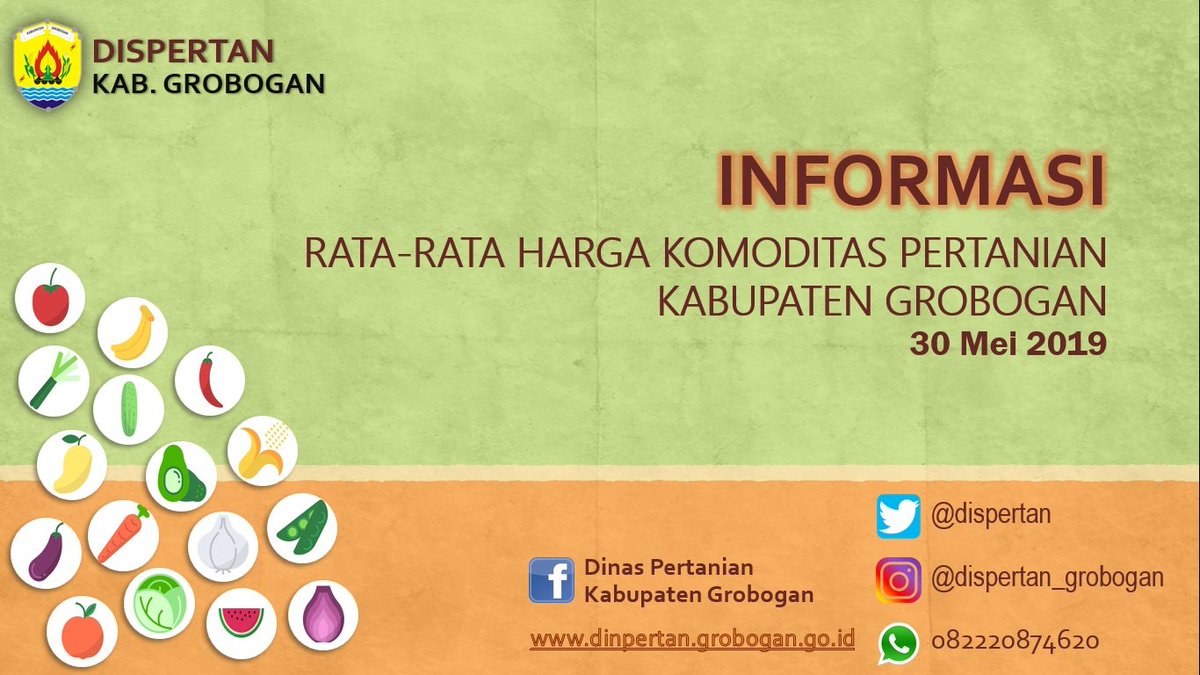 dispertan's tweet photo. Update Informasi Rata-Rata Harga Komoditas Pertanian Kabupaten Grobogan, Hari Kamis 30 Mei 2019. https://t.co/9WakkYoere