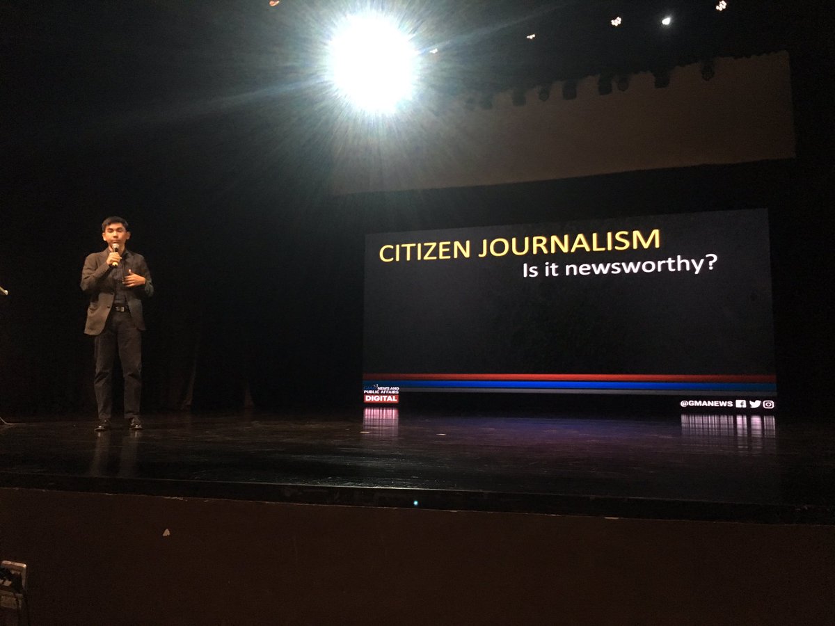 TheBenildean's tweet photo. We’re almost half way through the day as Justin Joyas, Assistant Social Media Manager for News for GMA Network Inc. takes over the last plenary session to talk about Citizen journalism and journalism in the digital age. #LSPCON2019 #SyncOrSink https://t.co/KteBHeSI1V