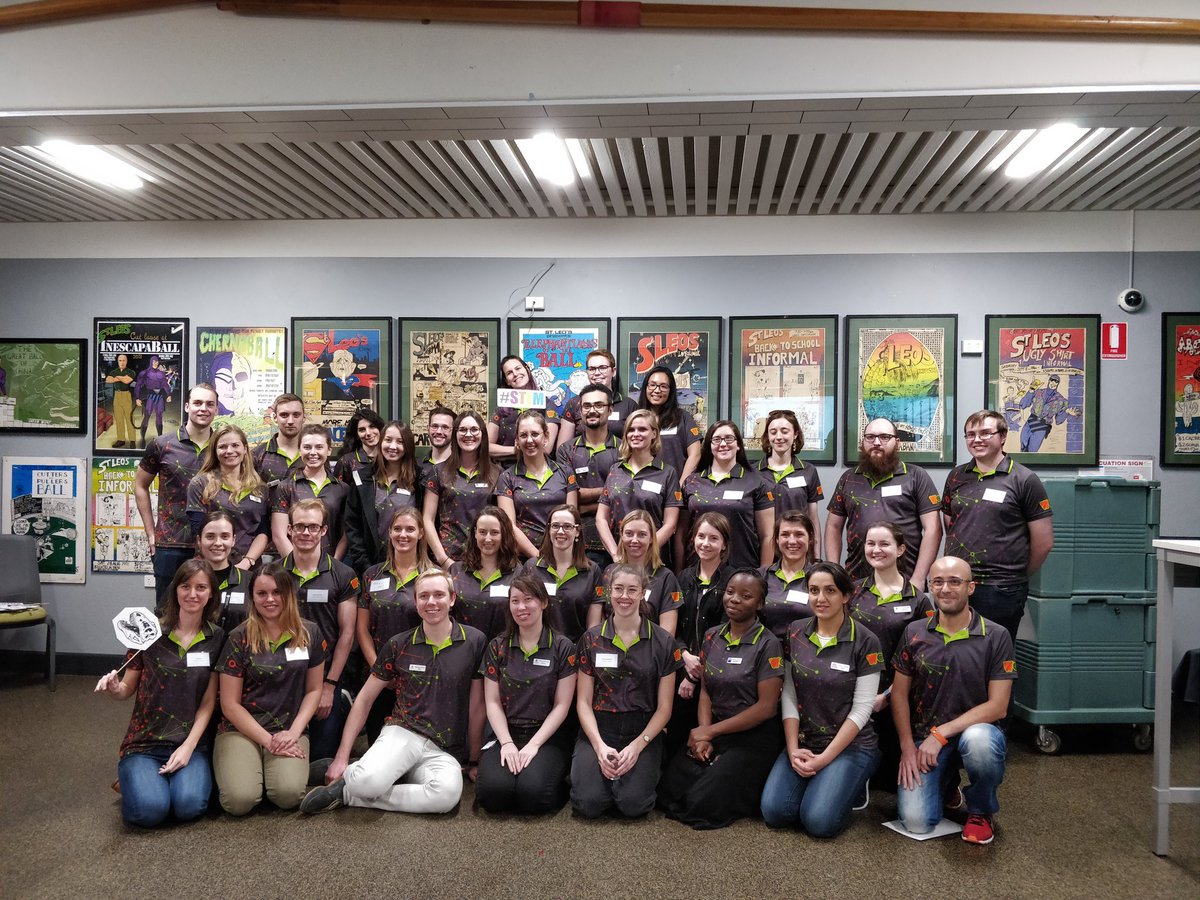kayleontologist's tweet photo. Just some of the awesome @WOSQld #YoungScienceAmbassadors team who attended our Young Science Ambassador Celebration last night! We have over 100 PhD research students visiting schools all over Queensland this year! #STEM #science #wonderofscience #awwWOSome https://t.co/X20vv1cDI5