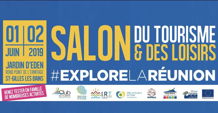 Le Salon du Tourisme et des Loisirs, organisé par le @clubdutourisme et la <a href="/FRT/">frtyshk</a>, se tient les  1er et 2 juin à côté du Jardin d’Eden! 
Venez découvrir les prestataires touristiques et toutes les activités à faire à La Réunion 😎#explorelareunion