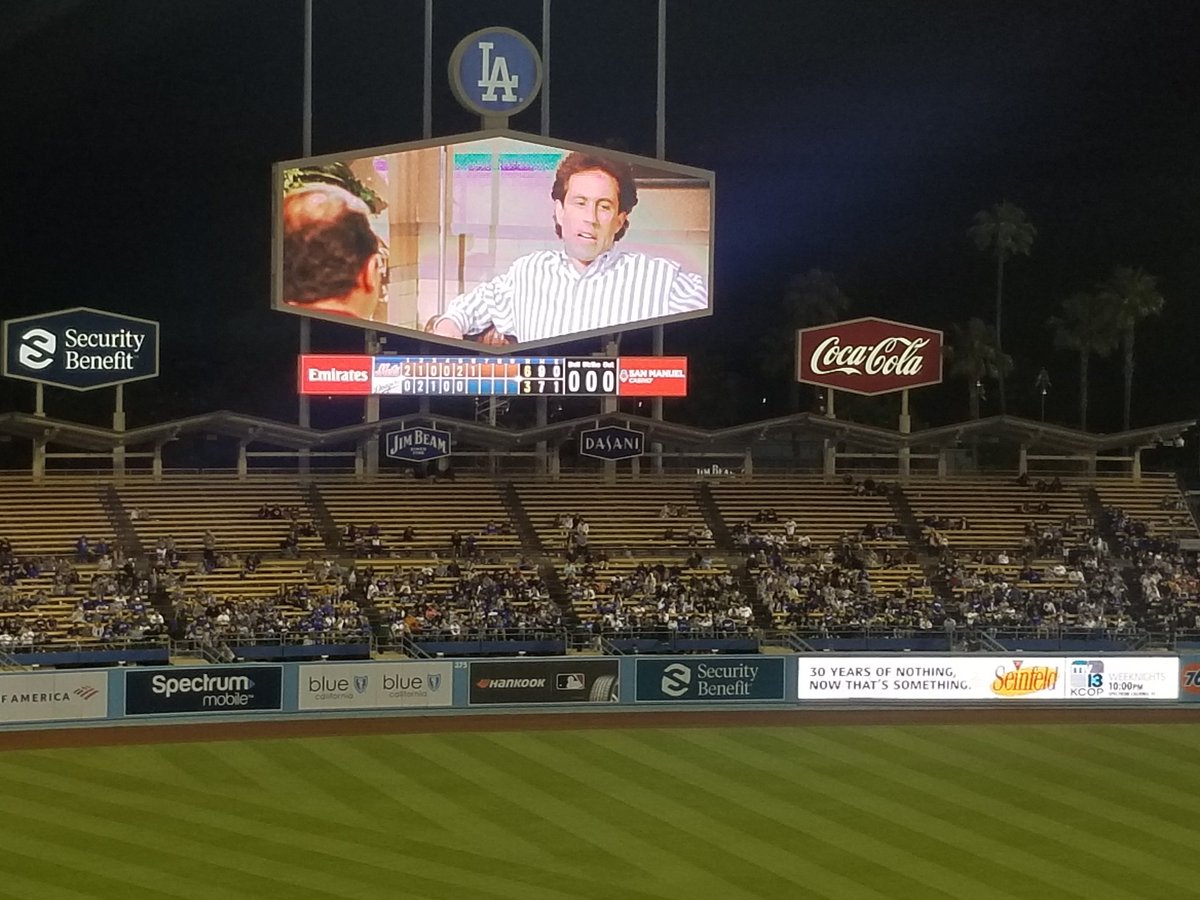 halrudnick's tweet photo. It's Seinfeld night at Dodger Stadium! In honor of the show, Dodgers Clayton Kershaw, Justin Turner, and Cody Bellinger did a real life version of "The Contest" episode. #masterofyourdomain https://t.co/UPrk0gPH92