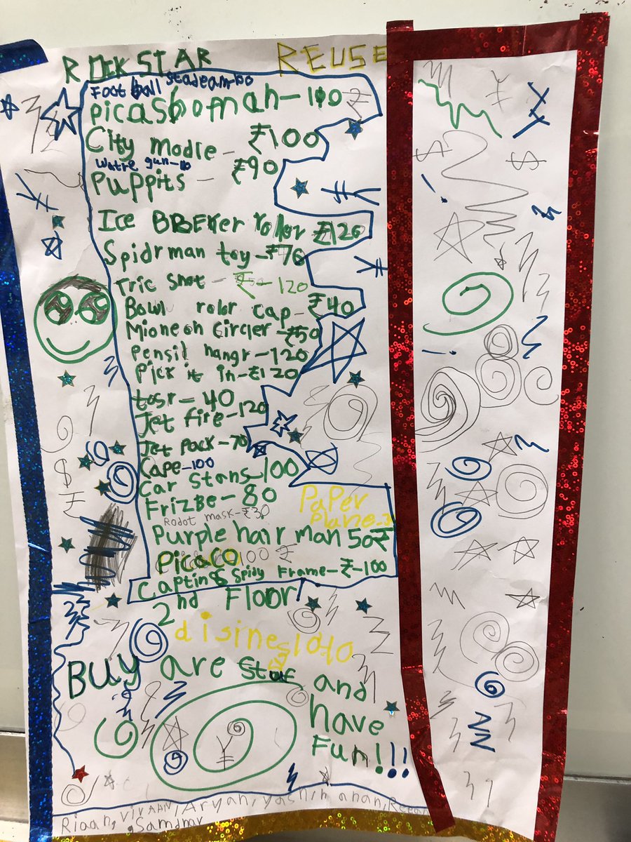 nehaminda's tweet image. What are you selling, how much is it for and why should I buy it? Grade 1 posters will give you all the necessary details. #ReusedMaterial #PosterMaking #SharingThePlanet #IntegratedLearning @ibpyp @AksPagar @NarangLaxmi  @AdvaniNeetu