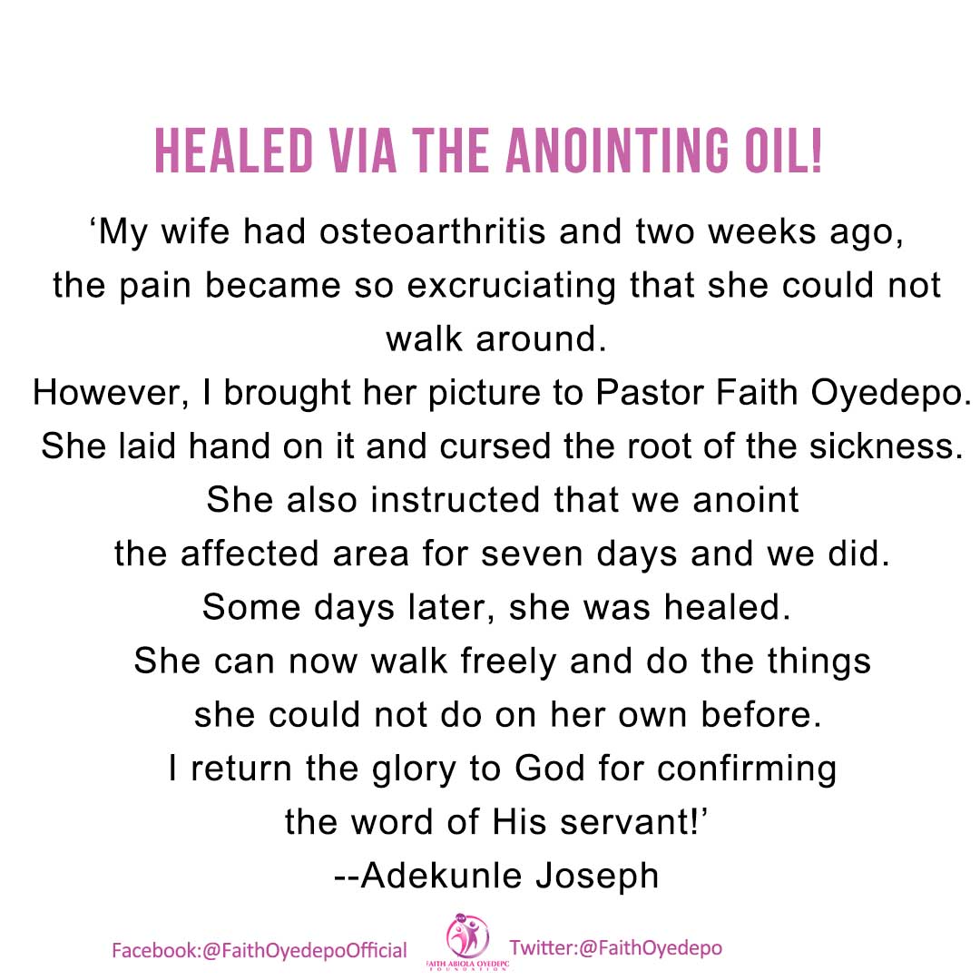 Faith Abiola Oyedepo on X: Testimony Time: Healed Via The