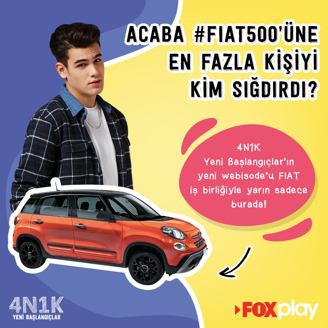Yaprak, Ali ve Gökhan'ı bir görev bekliyor. 🚗 #4N1KYeniBaşlangıçlar'ın yeni webisode'u yarın sadece burada! #FIAT500 #FOXplay <a href="/FIAT_TR/">fiat_tr</a> <a href="/FOXplayTR/">FOXplay</a>