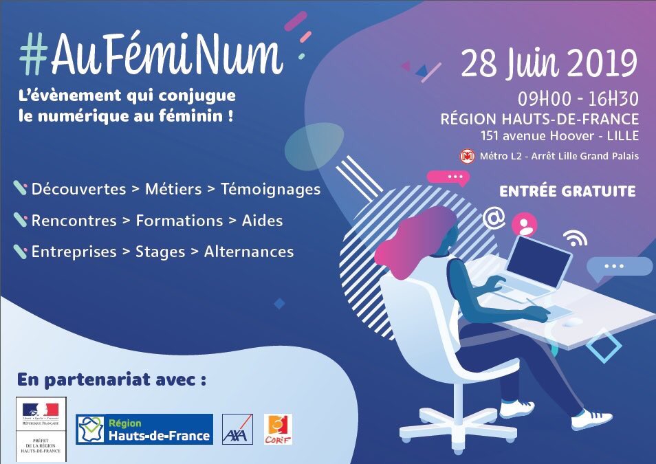 aDesrousHdF's tweet photo. @Nathalie_Balla @cedric_o @wearesista @Tatianajama @CelineLz Et pour plus de femmes dans le numérique via la reconversion notamment de demandeuses d’emplois en #HautsdeFrance l’opération #AuFemiNum... 28/06 à Lille par le #CORIF. https://t.co/J68fxIjeSM