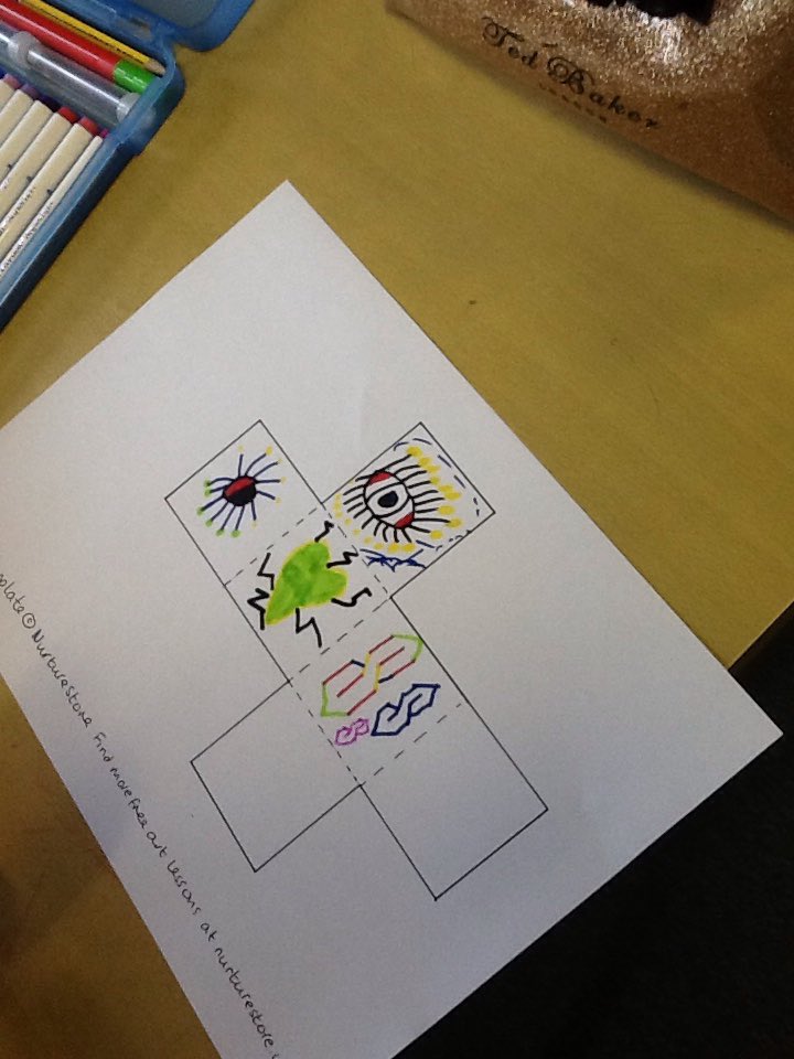 MissMcCnmps's tweet photo. Inspired by Catalan/Spanish artist Joan Miró we are creating our own Surrealist artworks! Using an art motif dice! @NiddrieMillPS https://t.co/Souzh45TjR