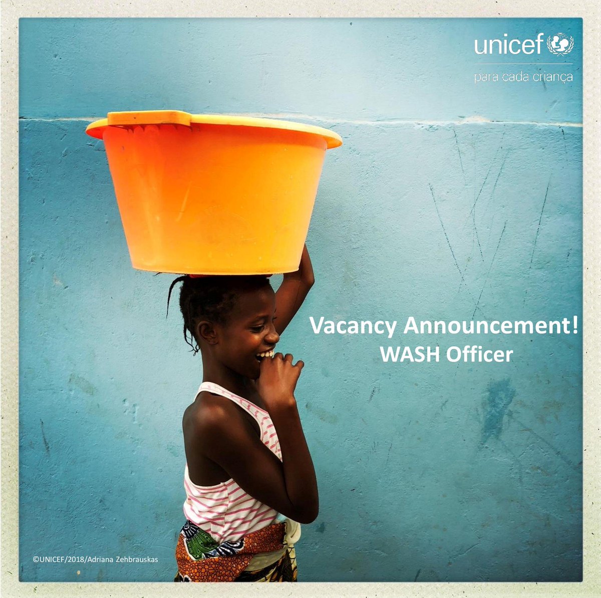 unicef_bissau's tweet photo. We are looking for talented candidates to join #UNICEF Guinea-Bissau as a #WASH Officer! Learn more: https://t.co/xqUrwHAW6h 
#jobs  #UNJobList https://t.co/8iOmuNooZe