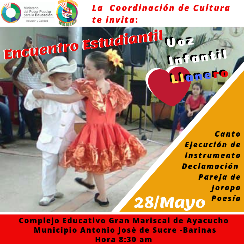 CSocopo's tweet photo. VOZ ESTUDIANTIL MUNICIPIO ANTONIO JOSE DE SUCRE -BARINAS 
@culturatotlzedc @CulturaZEBnas @MPPEDUCACION @mirlaca0270  @dgcdanza @zebredajdsucre https://t.co/QO97LBDO9c