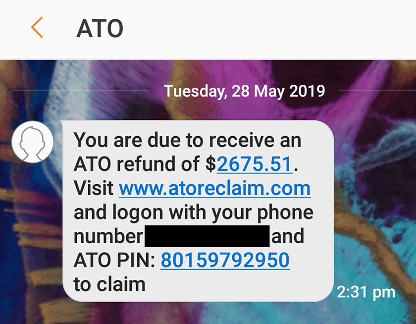 ato_gov_au's tweet photo. 🚨 SCAM ALERT 🚨 We’ve seen an increase in #scam SMS offering fake tax refunds. Don’t click any links even if the SMS seems legit! More info @ https://t.co/gASgV3U5vh https://t.co/pfecHd3rjS