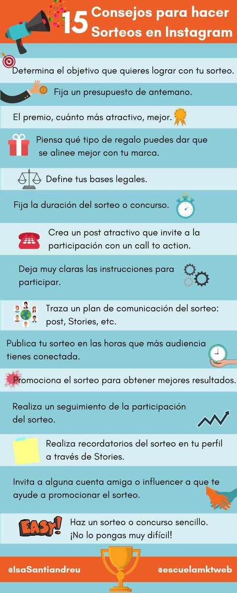 IsaSantiandreu's tweet photo. 📣Os dejo mi post para el blog de @escuelamktweb ¡FELIZ!💟

➡Cómo hacer sorteos y concursos en Instagram
✳Diferencias entre sorteo y concurso
✳Tipos de sorteos
✳Sorteos gratis y de pago: apps
✳Ideas, ejemplos y consejos

 por @IsaSantiandreu 
https://t.co/VlVLA05nun https://t.co/iMZSCk0jK7