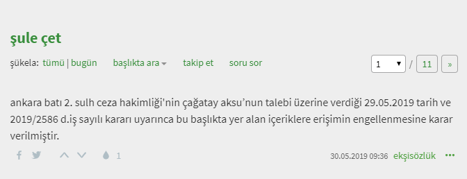 Katil  "Çağatay Aksu" 'nun talebi! üzerine ekşi Ankara Batı 2. sulh ceza Hakimliği sözlükte entry sildiriyor!