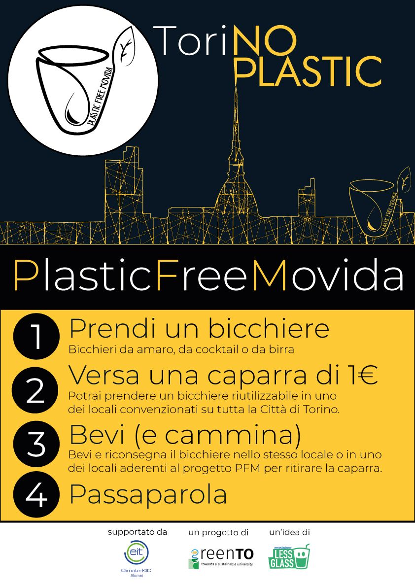 InfoGreenTo's tweet photo. Come funzionerà #PlasticFreeMovida? 
#PFM sarà un sistema integrato tra vari locali della movida torinese. Potrai prendere e riconsegnare un bichiere in uno qualsiasi dei locali aderenti con una caparra di un euro. 
Finanzia PFM su: https://t.co/qAcfPm76fw https://t.co/TxH3xGkep6