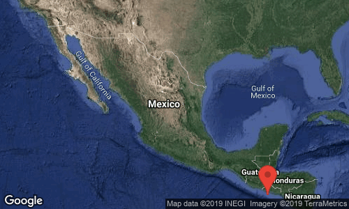 SismologicoMX's tweet photo. Preliminar: SISMO Magnitud 6.8 Loc  346 km al SURESTE de CD HIDALGO, CHIS 30/05/19 04:03:29 Lat 13.06 Lon -89.41 Pf 10 km https://t.co/h8Xo6xWq4x