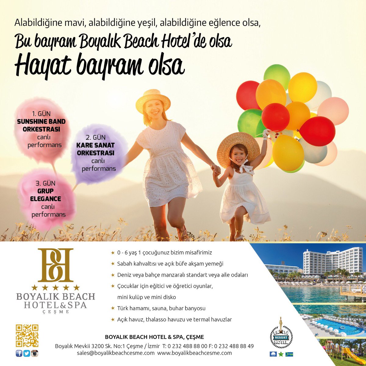 Birbirinden güzel Ramazan Bayramı Programları ile birlikte sizlerde şimdiden yerinizi ayırtıp yoğun çalışma hayatınıza bir mola vermeye ne derseniz ? Çocuklarınız için de çeşitli aktiviteler mevcut olup bu fırsatı kaçırmamak için ☎️ 0232 488 88 00 arayınız..
