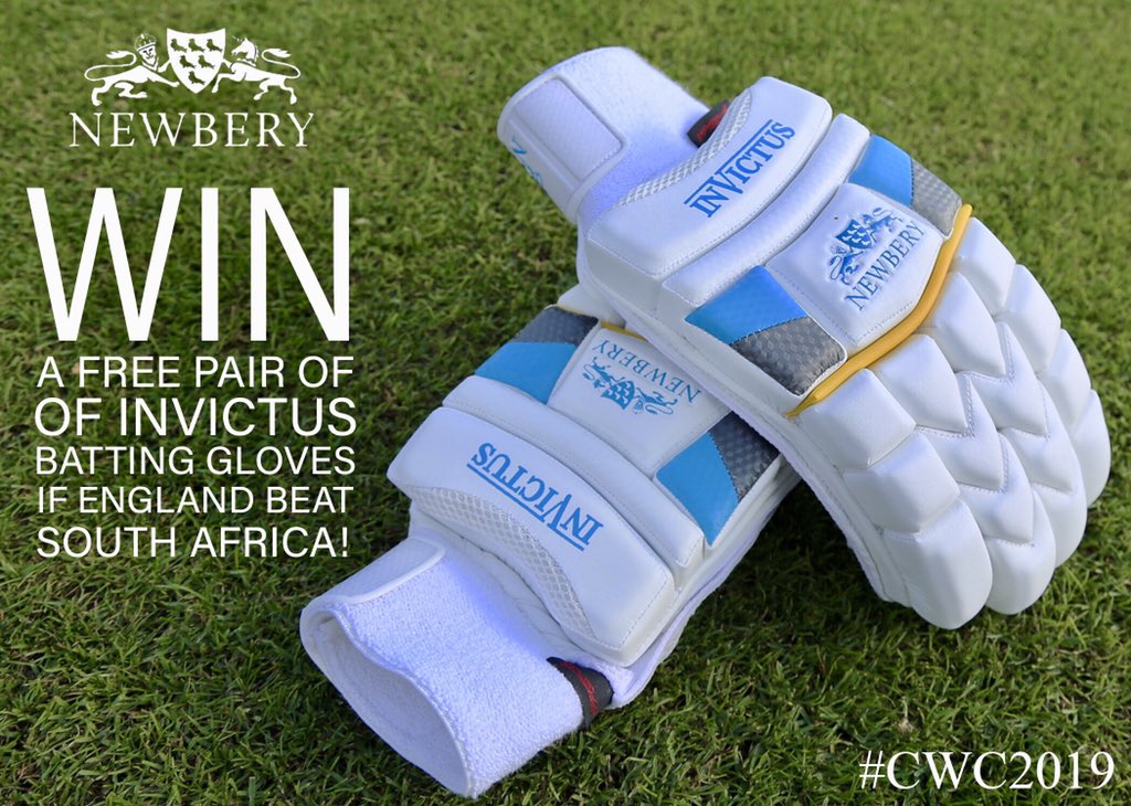 To celebrate the start of the #CWC2019 we are giving you the opportunity to win a pair of Invictus batting gloves if <a href="/englandcricket/">England Cricket</a> beat <a href="/OfficialCSA/">Proteas Men</a> today! Simply Follow and RT to be in with a chance to win. Come on England! 🏴󠁧󠁢󠁥󠁮󠁧󠁿