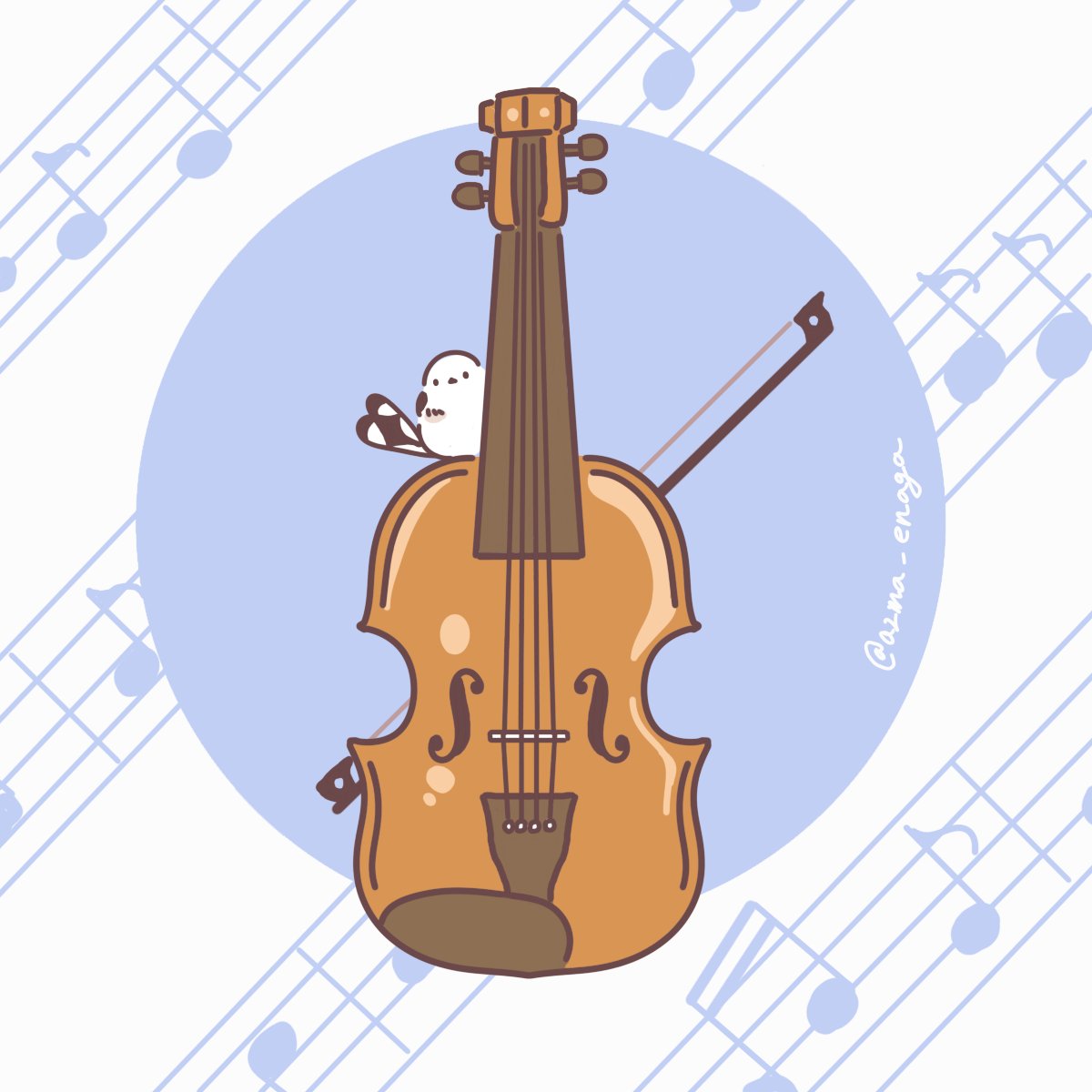 お題箱から楽器シリーズを バイオリン ユーフォニアム コントラバス ファ 吾妻まいか どうぶつイラストレーターのイラスト