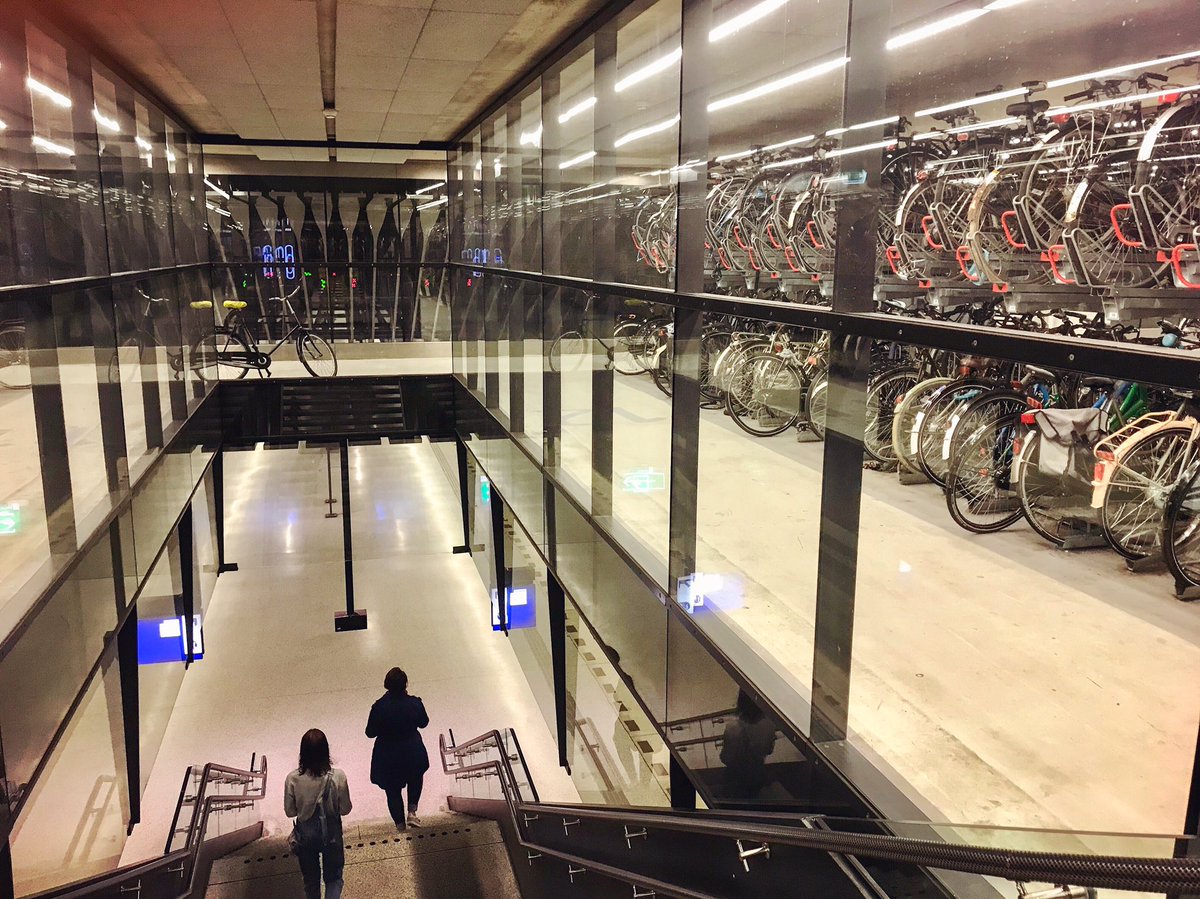From the bicycle parking directly down to the train platform.

Welcome to the future. #Delft