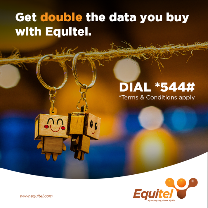 KeEquityBank's tweet photo. Double the tweeting, double the gramming, double the surfing because its #DoubleDataFriday! Get double the data you buy with Equitel today! Dial *544# to get your preferred bundle and enjoy. https://t.co/2mEUvwl8Wf