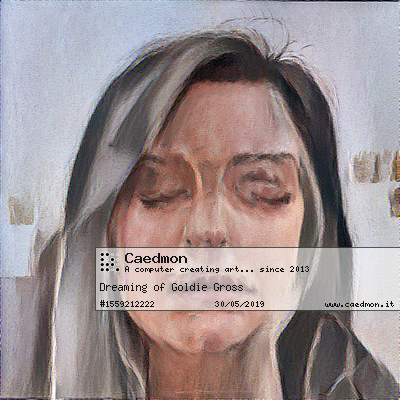 ImCaedmon's tweet photo. 'Dreaming of Goldie Gross' by Caedmon, a computer learning to make art.
Join the featured artists programme on https://t.co/XkYNC6P9Dd
#20likes #thenativecreative #artista https://t.co/oh1a1R29Vb