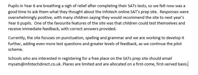 infotechdirect's tweet photo. SATs success https://t.co/YlypYeOELw
