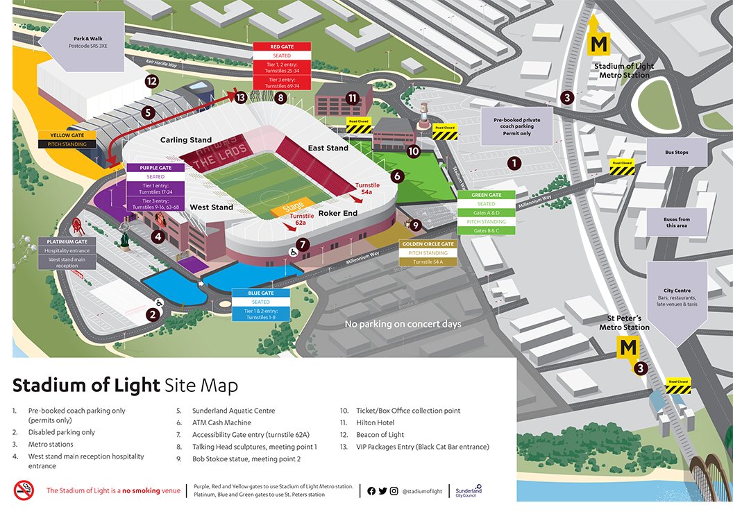 Stadium Of Light Map تويتر \ Stadium Of Light على تويتر: "Concert-Goers With 'Print At Home'  Tickets Must Print Their Tickets Prior To Coming To @Spicegirls Gig. You  Must Bring A Hard Copy Of Your Ticket